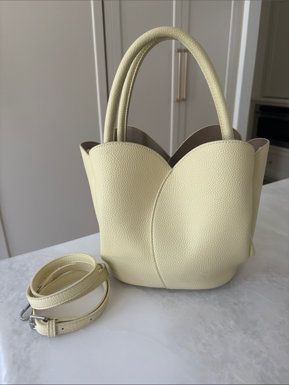 Melie Bianca Tulip Top Handle Crossbody Tote